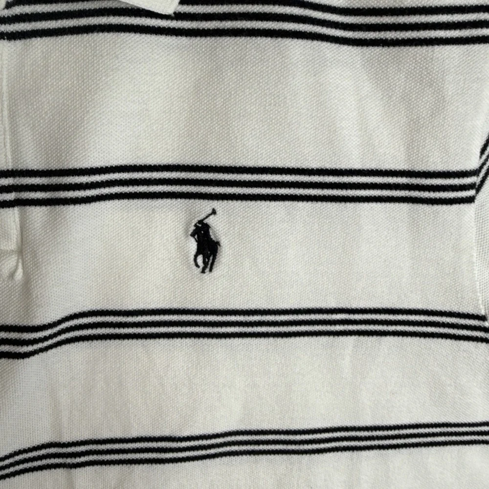 Polo Ralph Lauren Polo Shirt Men's XL White with Black Stripes Pony Preppy
